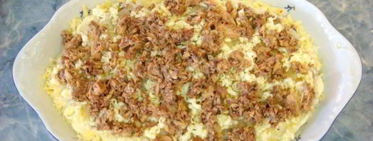 салат мимоза классический с консервой. Шаг 15