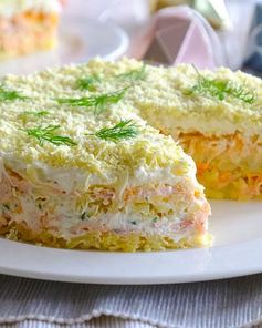 Салат Мимоза с горбушей