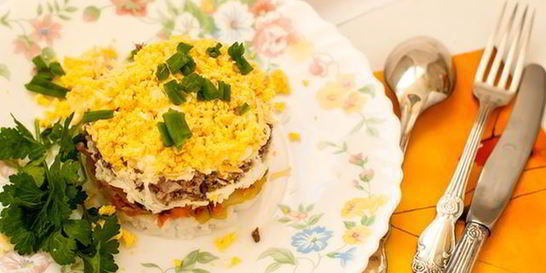 Салат мимоза с грибами