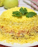 Салат мимоза с плавленным сыром