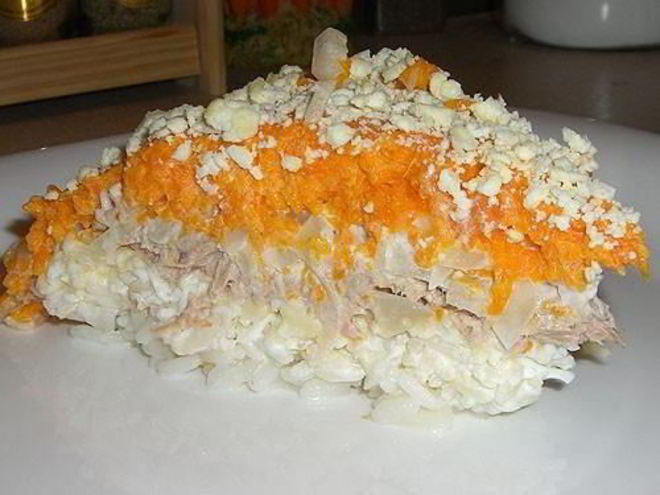 Рецепт салата мимоза с сайрой и рисом