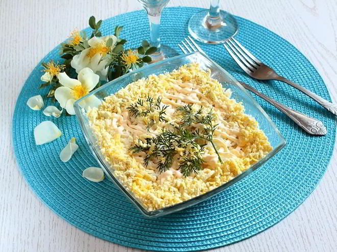 Рецепт салата мимоза с сайрой классический