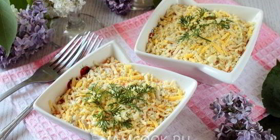 Салат Мимоза с яблоком