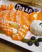 Салат Обезьянка с рисом и курицей