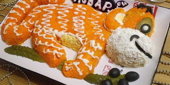 Салат Обезьянка с рисом и курицей