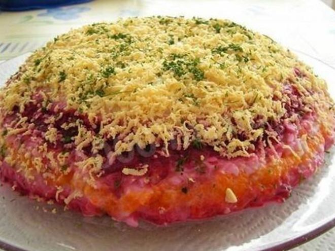 Рецепт простой сельди под шубой с яйцом