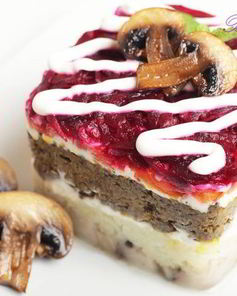 Сельдь под шубой с грибной икрой