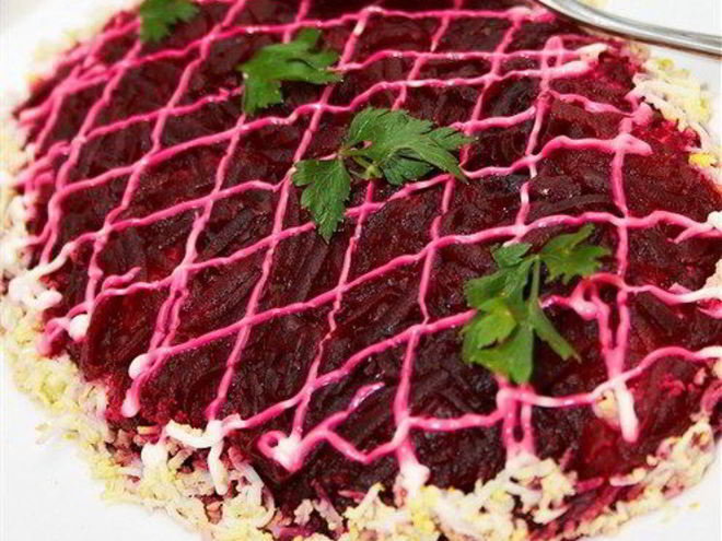 Рецепт сельди под шубой с орехами