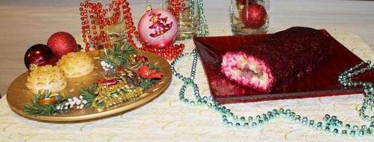 селедка под шубой, свернутая рулетом. Шаг 7