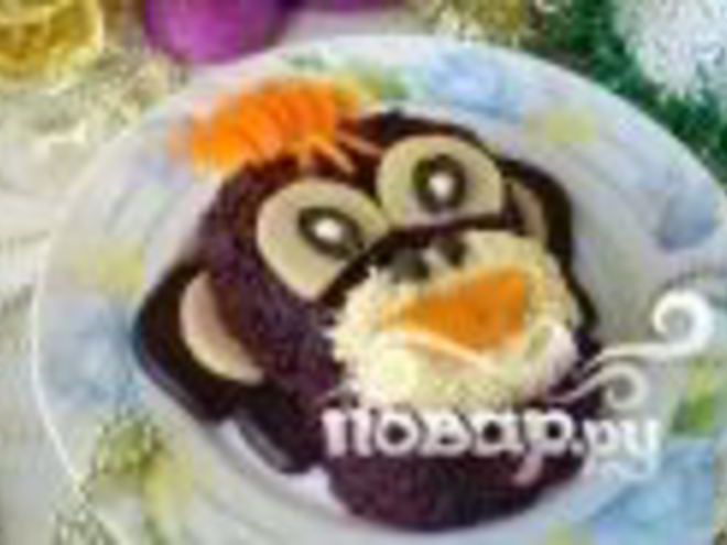 Рецепт селедки под шубой в виде обезьянки