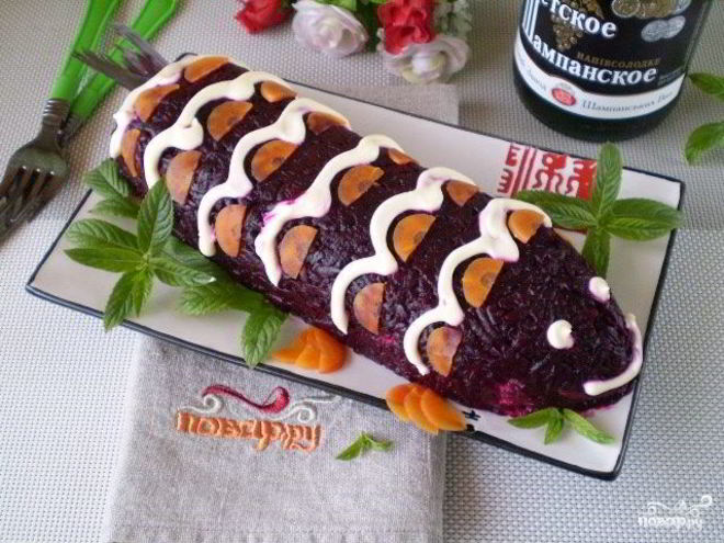 Рецепт селедки под шубой в виде рулета