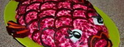 селедка под шубой в виде рыбы. Шаг 5