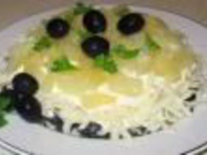 Рецепт салата с ананасами и шампиньонами