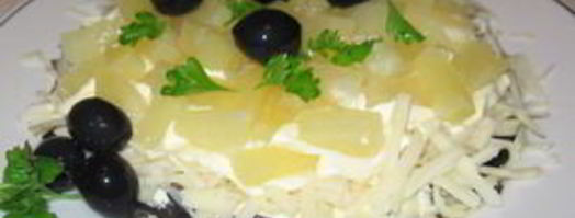 салат с ананасами и шампиньонами. Шаг 5