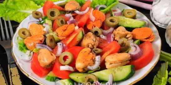 Салат с мидиями в масле