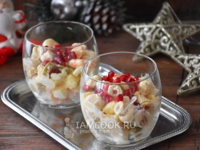 Рецепт салата с морепродуктами и грибами