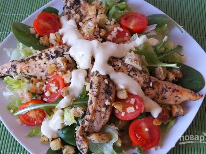 Рецепт салата цезарь простой