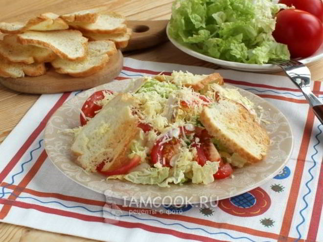 Рецепт салата цезарь с пекинской капустой и курицей