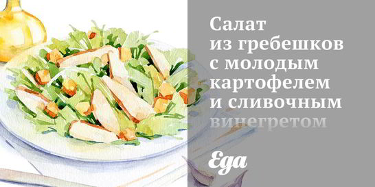 Салат из гребешков с молодым картофелем и сливочным винегретом