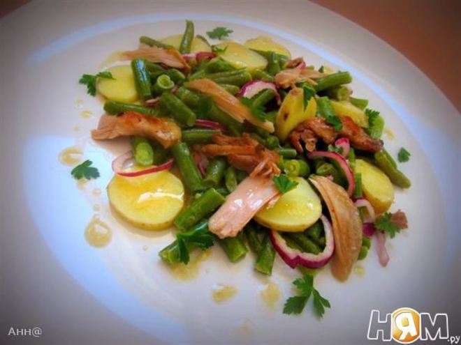 Рецепт салата из спаржевой фасоли под соусом винегрет