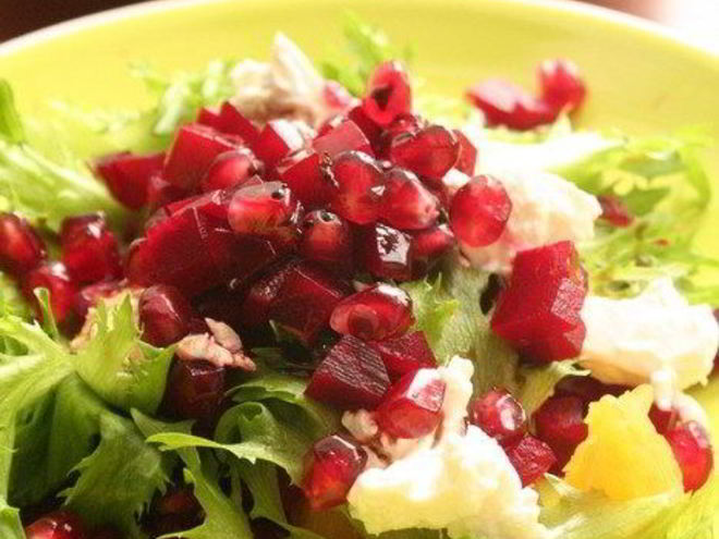 Рецепт винегрета с апельсином и козьим сыром