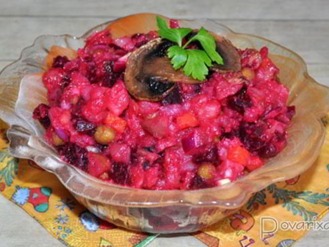 Рецепт винегрета с грибами