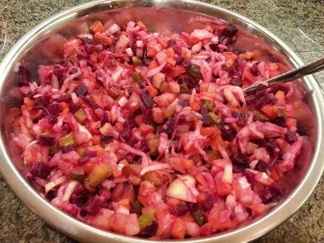 Рецепт винегрета с квашеной капустой и свеклой