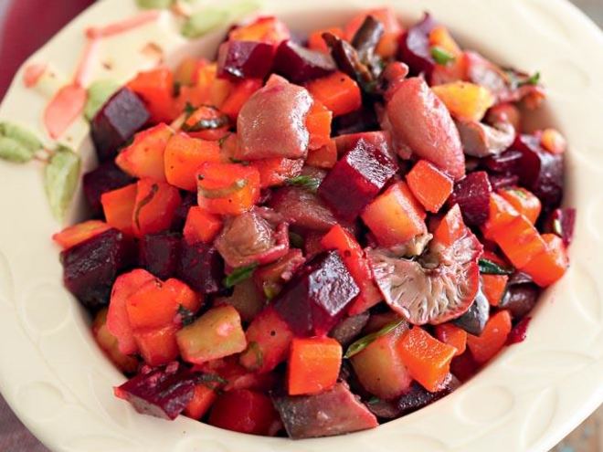 Рецепт винегрета с солеными грибами