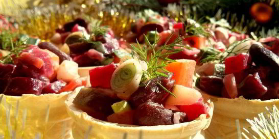 Винегрет в тарталетках