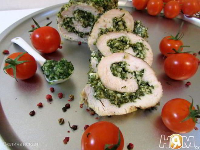 Рецепт филе индейки с соусом песто из укропа