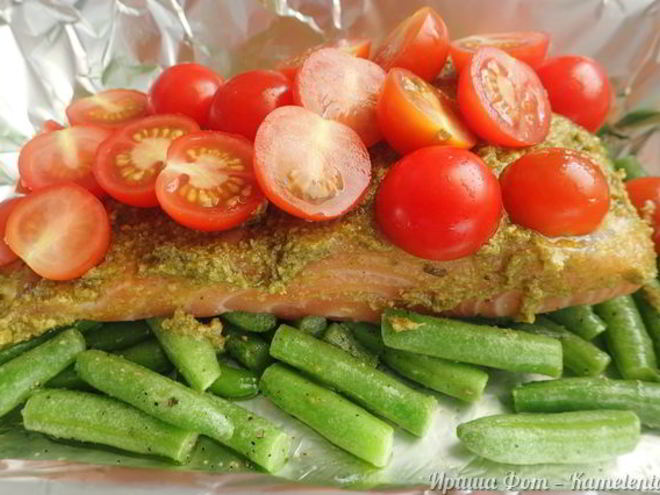 Рецепт лосося с соусом песто