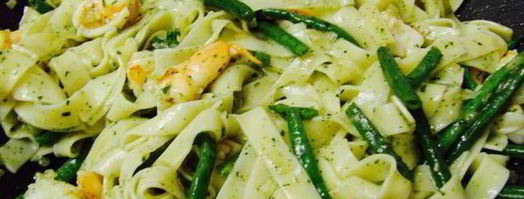 паста с креветками и фасолью под соусом песто. Шаг 6