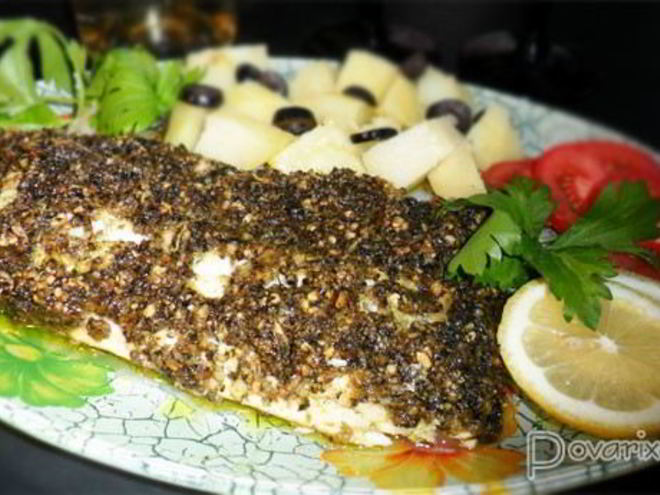Рецепт рыбы, запеченной под соусом песто