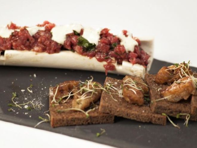 Рецепт тартара из говядины с мозговой косточкой