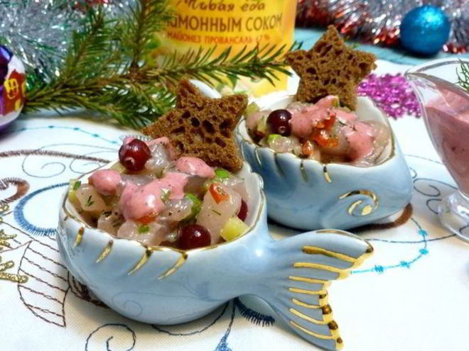 Рецепт тартара из муксуна с брусничным соусом