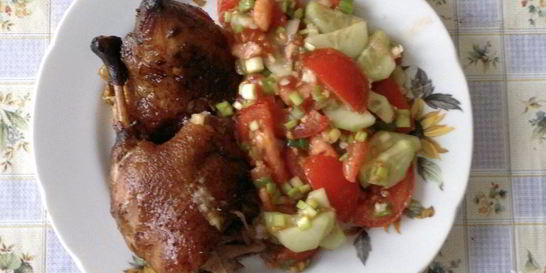 Утка в соусе Ткемали с медом