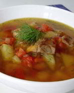 Ароматный суп с жареной свининой