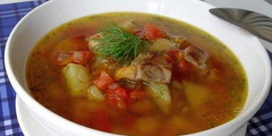 Ароматный суп с жареной свининой