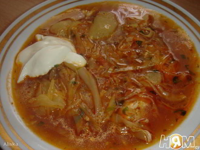 Рецепт борща на курином бульоне без свеклы