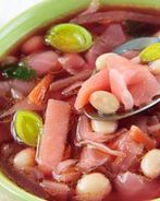 Борщ с белой фасолью и пореем