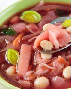 Борщ с белой фасолью и пореем