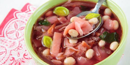 Борщ с белой фасолью и пореем