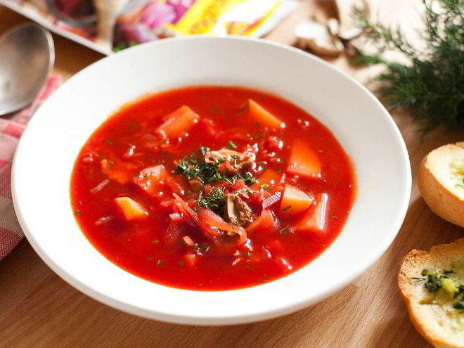 Рецепт борща с белыми грибами