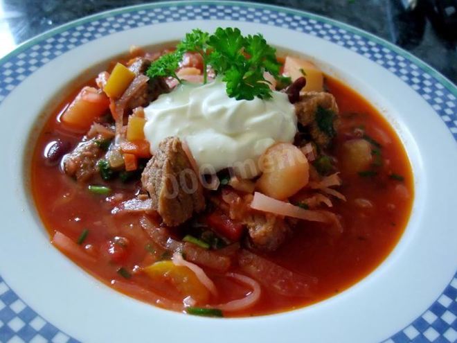 Рецепт борща с картофелем томатами и фасолью