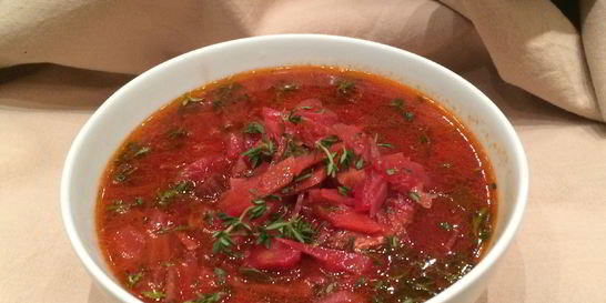 Борщ с уткой и грибами