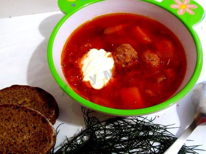 Рецепт борща сибирского с фрикадельками и томатной пастой