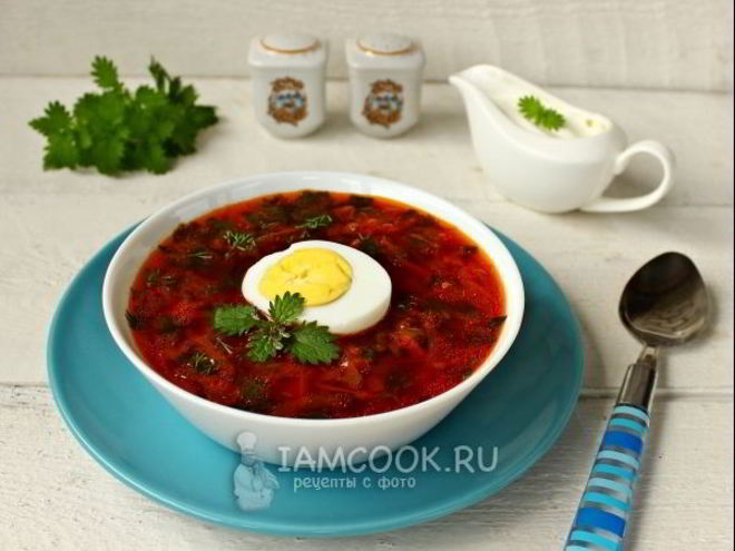 Рецепт борща со свеклой, крапивой и яйцом