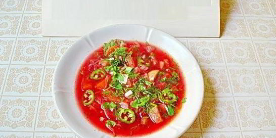 Летний борщ с кабачками