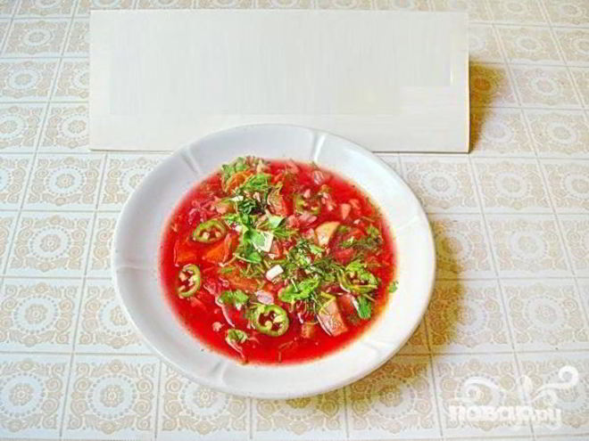 Рецепт летнего борща с кабачками