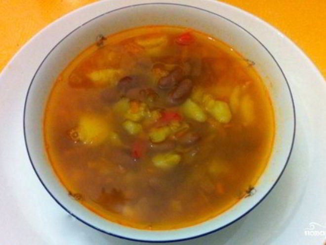 Рецепт фасолевого супа на мясном бульоне